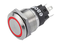 EAO Serie 51 - Anti-Vandal Push Button Switch without Interlocking - IP67 - Ø19 mm - 1NA + 1NC - LED Red 230 V - 82-5151.1116