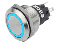 EAO Serie 56 - Anti-Vandal Push Button Switch without Interlocking - IP67 - Ø22 mm - 1NA + 1NC - LED Blue 24 V - 82-6151.1124