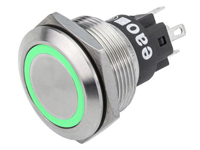 EAO Serie 56 - Anti-Vandal Push Button Switch without Interlocking - IP67 - Ø22 mm - 1NA + 1NC - LED Green 230 V - 82-6151.1136