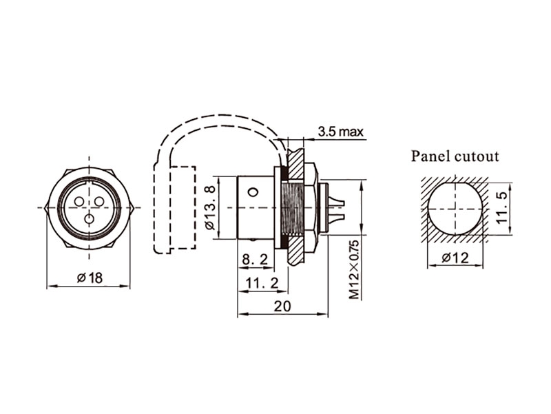WEIPU SF12 Series IP67 - Connecteur Étanche Push Pull Ø12 Femelle Panneau 5 Pôles - SF1212/S5