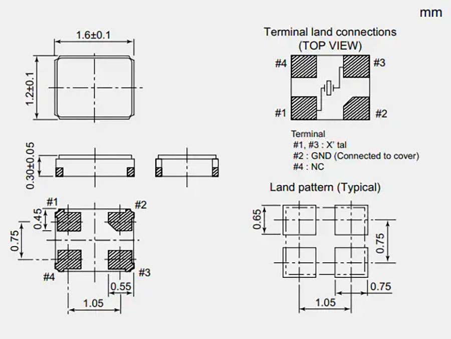 NDK NX1612AA - CRISTAL DE QUARTZ 4 MHZ - NX1612AA-4MHZ-TI2