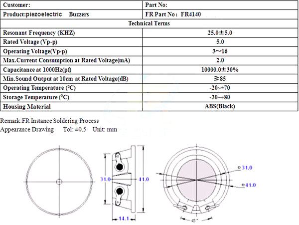 Alto-falante Ultrassônico em Miniatura de 41 mm