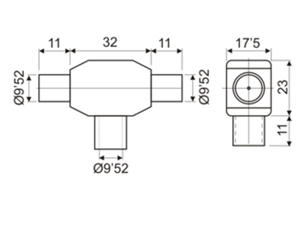 Répartiteur TV 9,5 mm , 1 Femelle - 2 Mâles