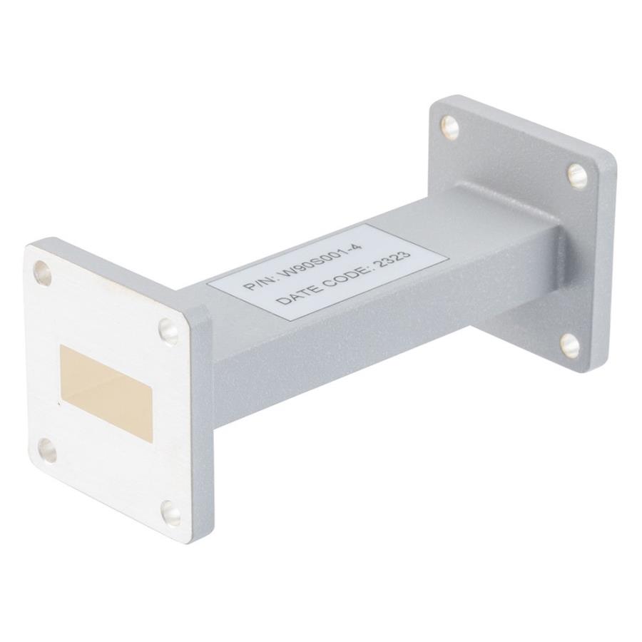 Fairview Microwave WR-90 - Waveguide 4 Inch Length - UG Square Cover and Grooved Flange - 8.2 GHz to 12.5 GHz in Brass