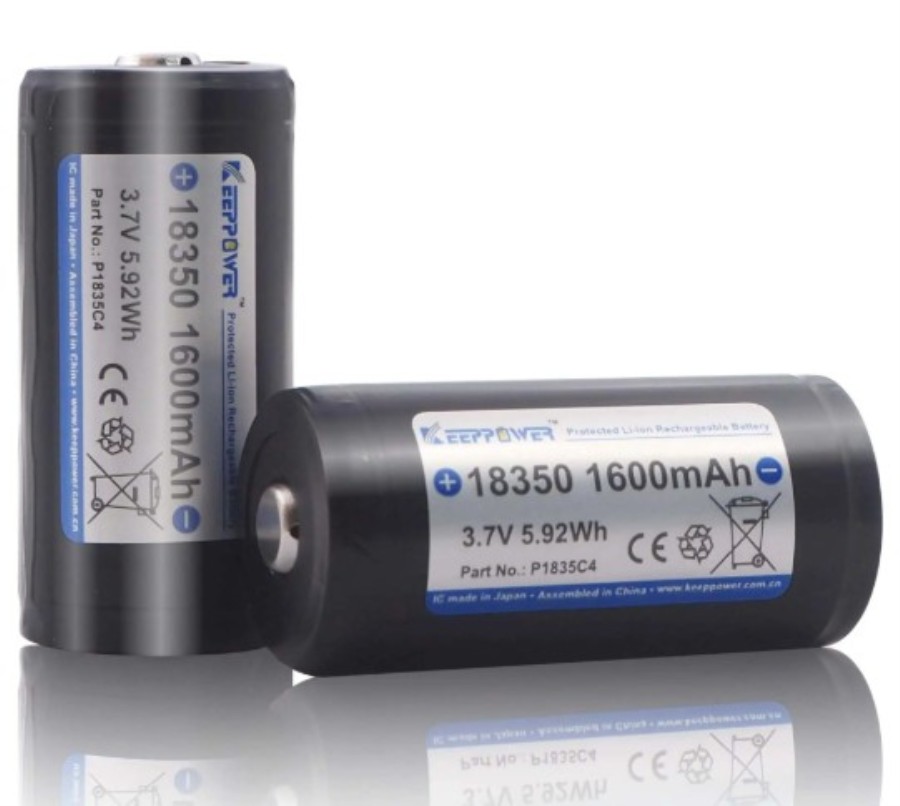 Keeppower 18350 1600mAh - Bateria de iões de lítio protegida 3,7 V - 1600 mAh - Descarga máxima 3,2 A - P1835C4