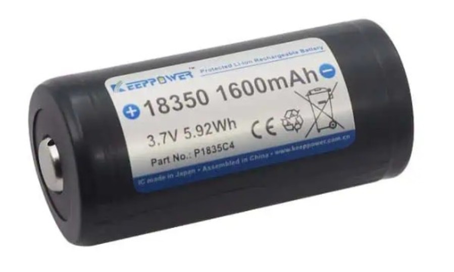 Keeppower 18350 1600mAh - Batería Ión de litio protegida 3,7 V - 1600 mAh  - Descarga máxima 3,2 A - P1835C4