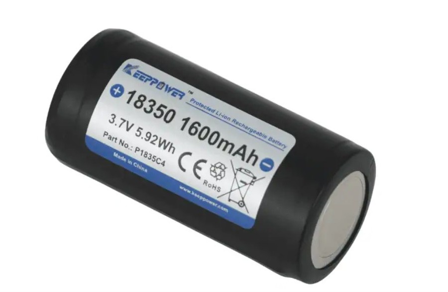 Keeppower 18350 1600mAh - Batería Ión de litio protegida 3,7 V - 1600 mAh  - Descarga máxima 3,2 A - P1835C4