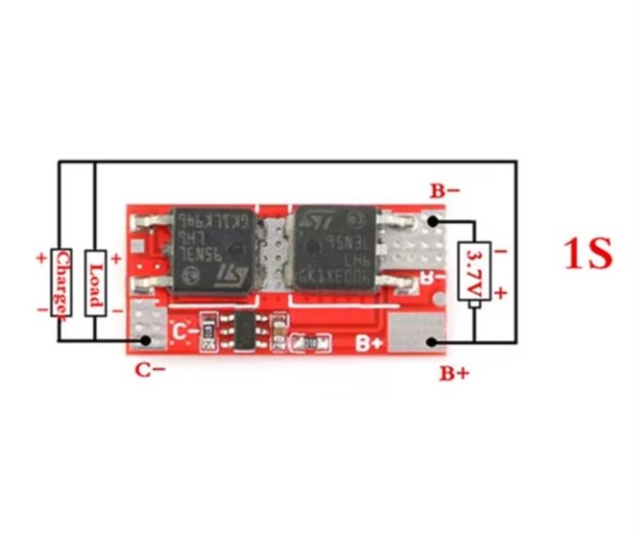 BMS - Protective Charger Module for 1 18650 Lithium Ion Battery - 3.7 V - 10 A