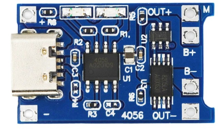 Module de charge et de protection BMS TP4056 pour 1 batterie 18650 via USB-C - 5 V - 1 A