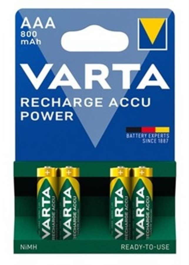 Varta AAA - Bateria NiMH 1,2 V - 800 mAh - AAA - Blister 4 Unidades - 56703101404