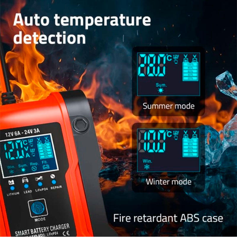 GCA002 - Chargeur intelligent de batteries 12V et 24V pour lithium, LiFePO4 et plomb