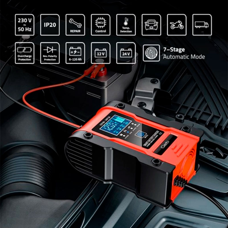 GCA002 - Chargeur intelligent de batteries 12V et 24V pour lithium, LiFePO4 et plomb