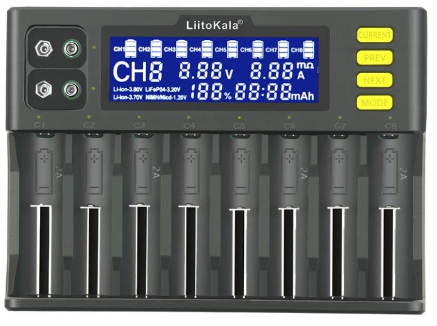 LiitoKala Lii-S8 - Chargeur universel pour 8 batteries Ni-MH/Ni-Cd/Li-ion/IMR/LiFePO4