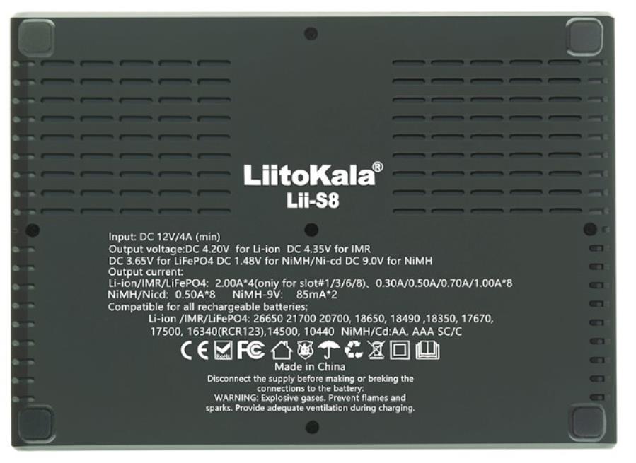 LiitoKala Lii-S8 - Chargeur universel pour 8 batteries Ni-MH/Ni-Cd/Li-ion/IMR/LiFePO4