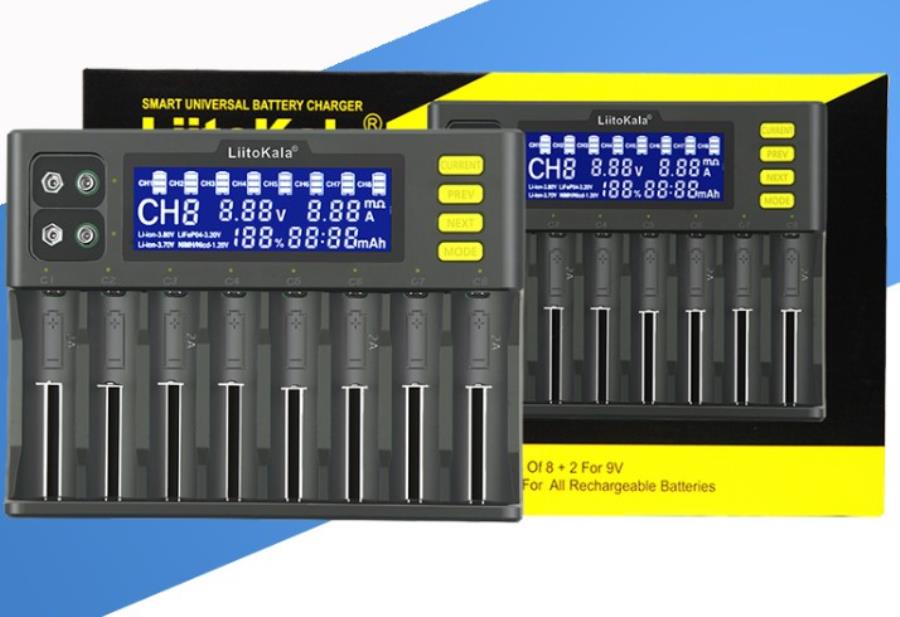 LiitoKala Lii-S8 - Chargeur universel pour 8 batteries Ni-MH/Ni-Cd/Li-ion/IMR/LiFePO4