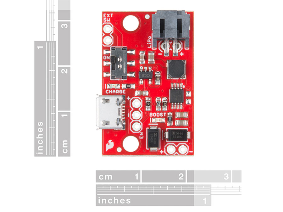 Sparkfun LiPo Charger/Booster - 5V/1A - 3.7V Lithium Battery Charger and Booster - PRT-14411