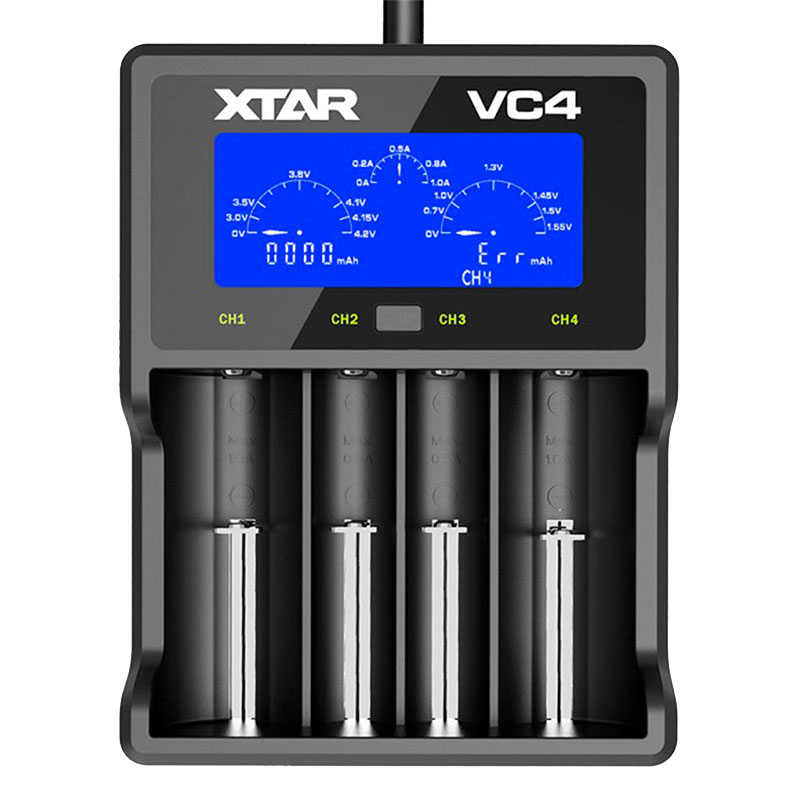 XTAR VC4 - Cargador inteligente universal para baterías recargables Li-ion y Ni-MH