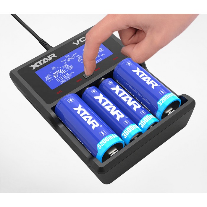 XTAR VC4 - Chargeur intelligent universel pour batteries rechargeables Li-ion et Ni-MH