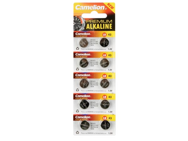 Camelion LR43 - AG12 - D386 - 1.5 V Alkaline Button Cell Battery