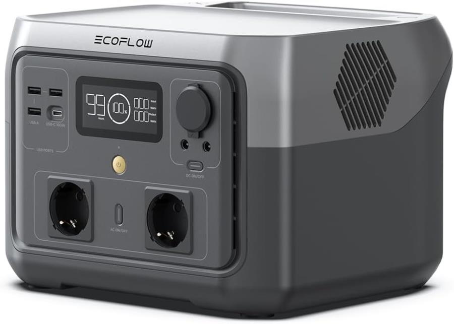 Ecoflow RIVER2 MAX - Centrale électrique portable avec batteries LiFeP04 - 500 W - 512 Wh Charge rapide - ZMR610-B-EU