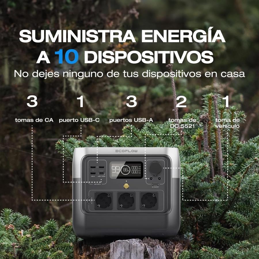 Ecoflow RIVER2 PRO - Estación de energía portátil a baterías LiFeP04 - 800 W - 768 Wh de carga rápida