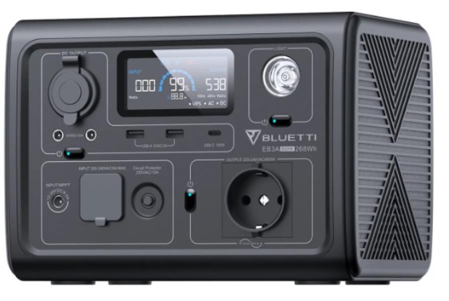 Bluetti EB3A - Estación de energía portátil a baterías LiFeP04 - 600 W - 268 Wh de carga rápida
