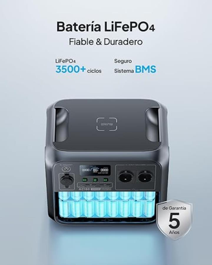 Bluetti AC180 - Estação de energia portátil com baterias LiFeP04 - 1800 W - 1152 Wh de carregamento rápido