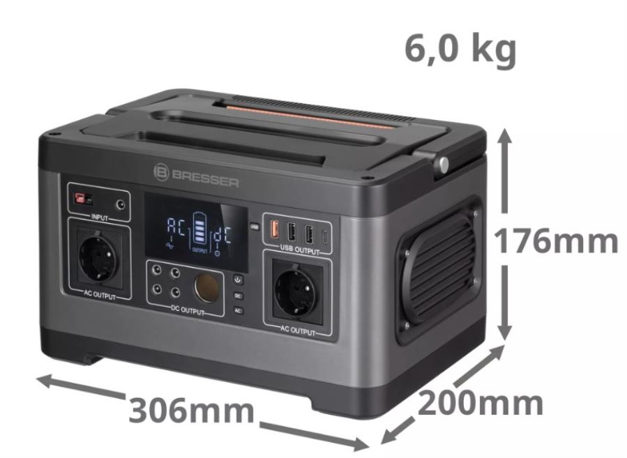 Bresser 500 W - Estación de energía portátil a baterías LiFeP04 - 500 W - 520Wh - 3810020