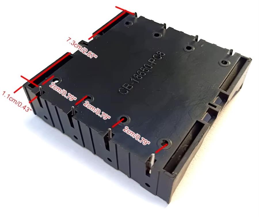 Battery Holder for 4 x 18650 Batteries - for PCB