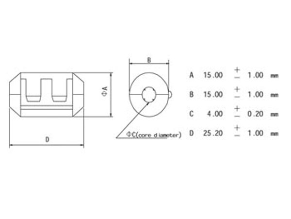 Filtro de Ferrite para Cabos - Ø4.0 mm