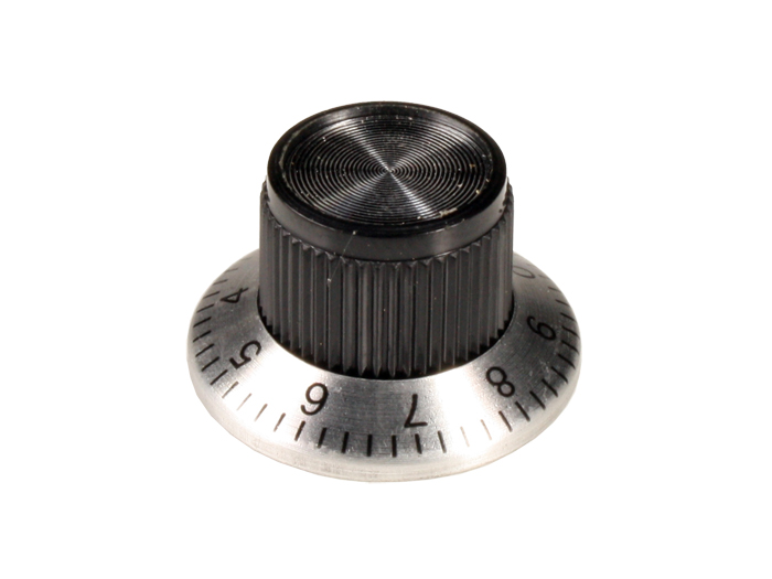 6 mm Black Control Knob - 24 mm Diameter with Scale
