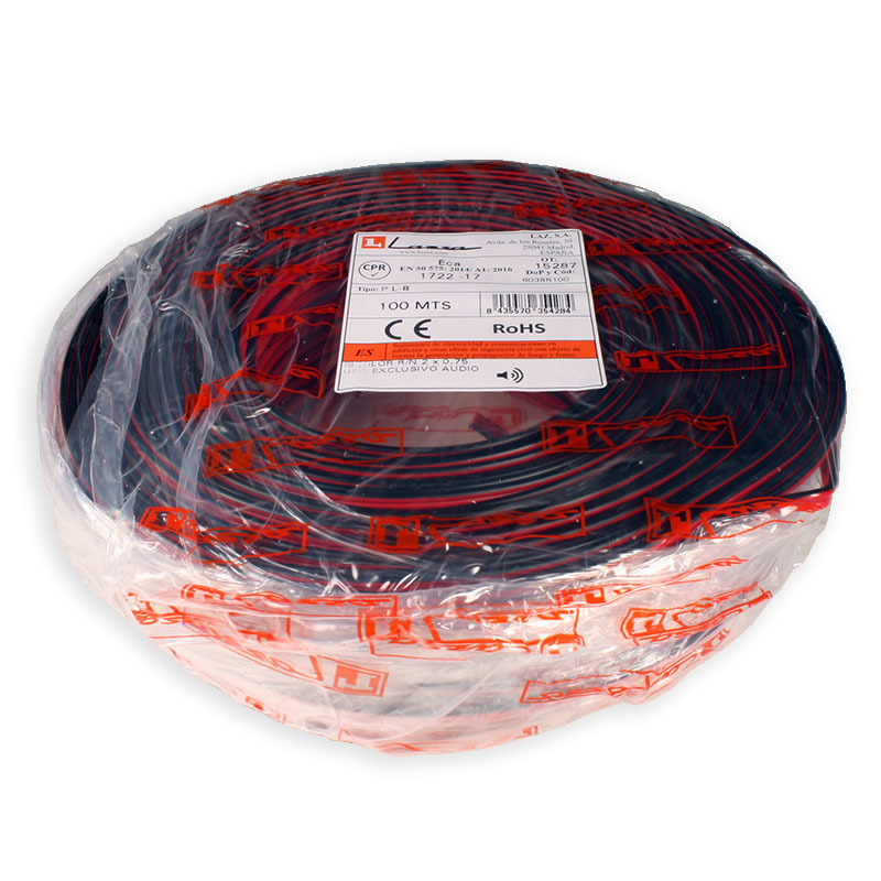 Lazsa P L-8 - Red and Black Bicolor Parallel Cable - CCA - 2x0.75mm - 100 meter reel - 6194R100