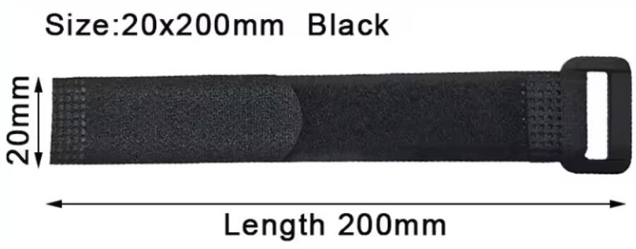 Brida de nailon con tensor de plástico - Negro - 20 x 200 mm - 10 Unidades