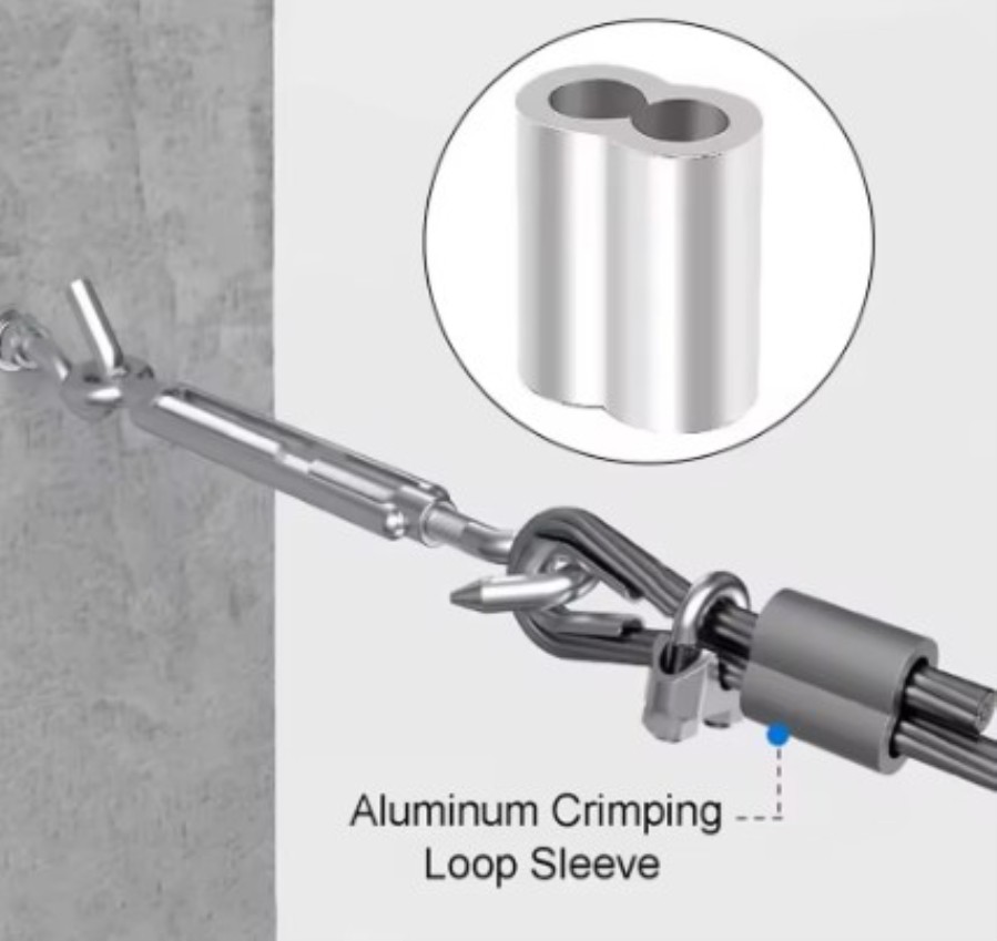 Manguito de aluminio M1.2 para cable de acero de 1 mm - 500 Unidades