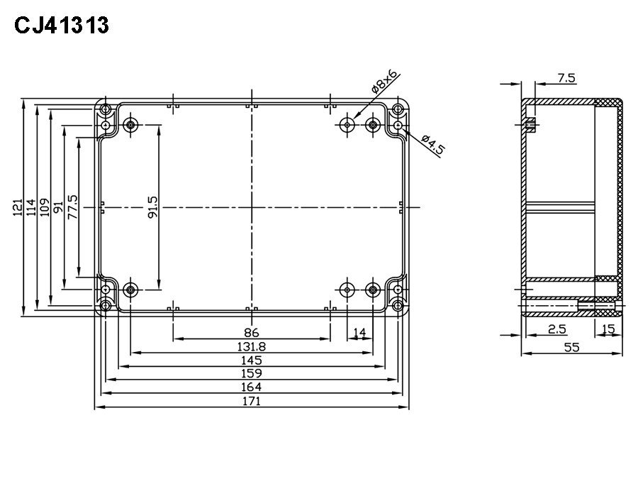 G313 - Sealed ABS Enclosure 171 x 121 x 55 mm