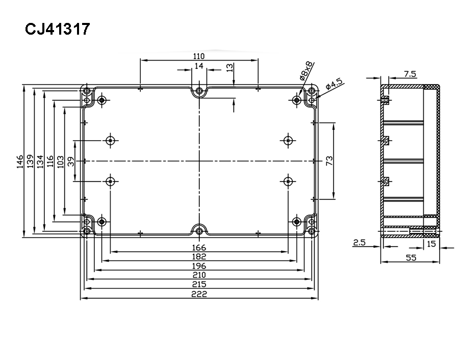 Coffret Étanche ABS 222 x 146 x 55 mm