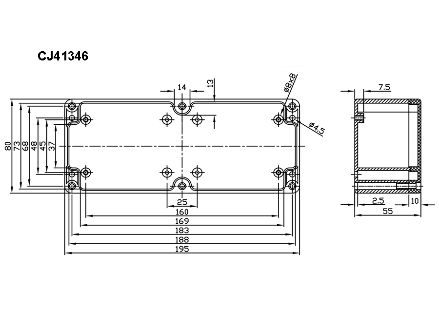 Caja Estanca ABS 195 x 80 x 55 mm