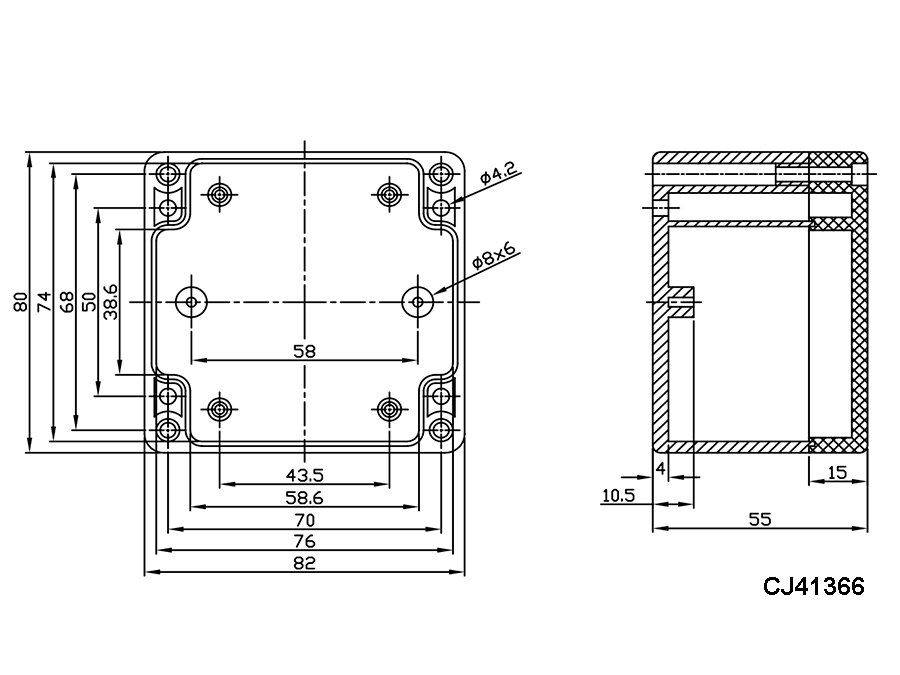 G366 - Sealed ABS Enclosure 82 x 80 x 55 mm