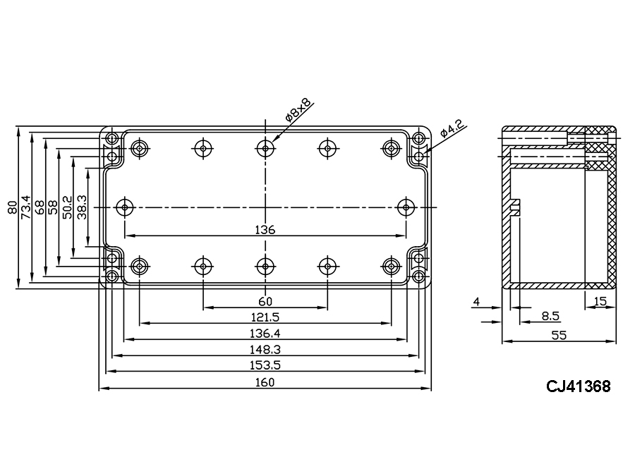 G368 - Sealed ABS Enclosure 160 x 80 x 55 mm