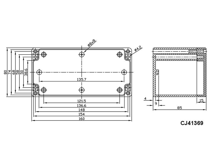Coffret Étanche ABS 160 x 80 x 85 mm