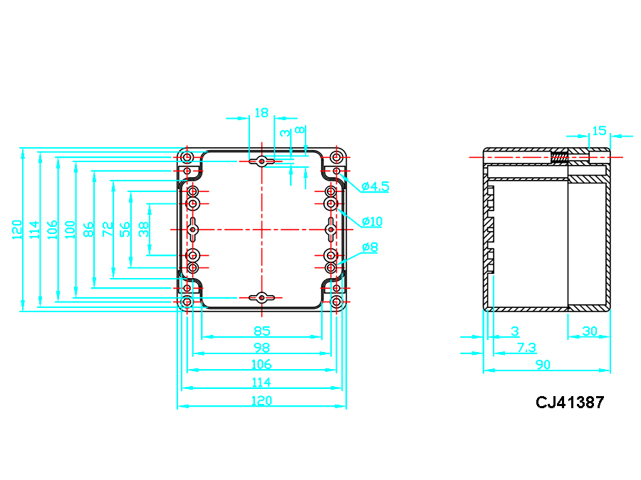 G387 - Sealed ABS Enclosure 120 x 120 x 90 mm