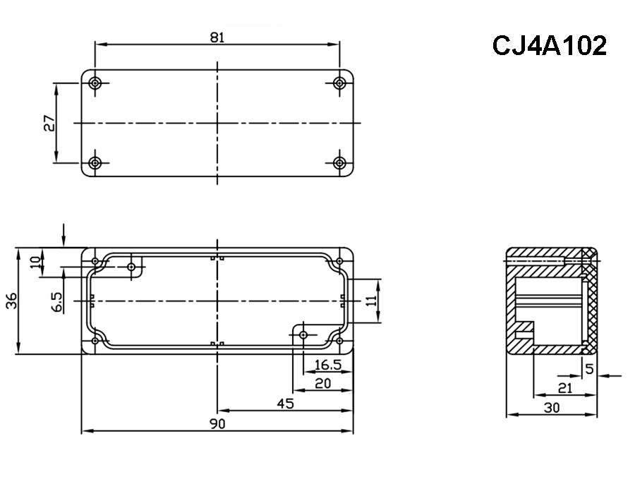 Aluminium Sealed Enclosure 90 x 36 x 30 mm