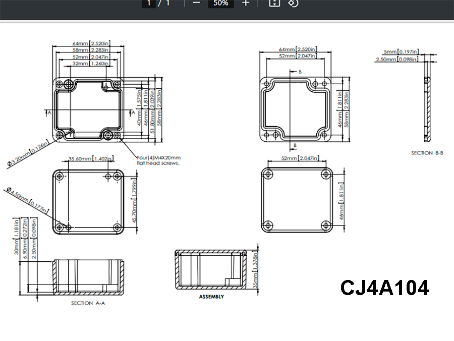 Coffret Étanche en aluminium 64 x 58 x 35 mm