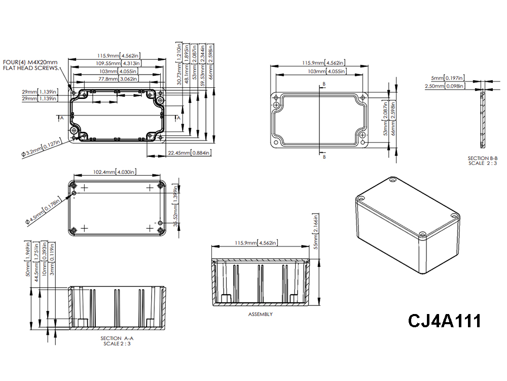 Aluminium Sealed Enclosure 115 x 65 x 55 mm