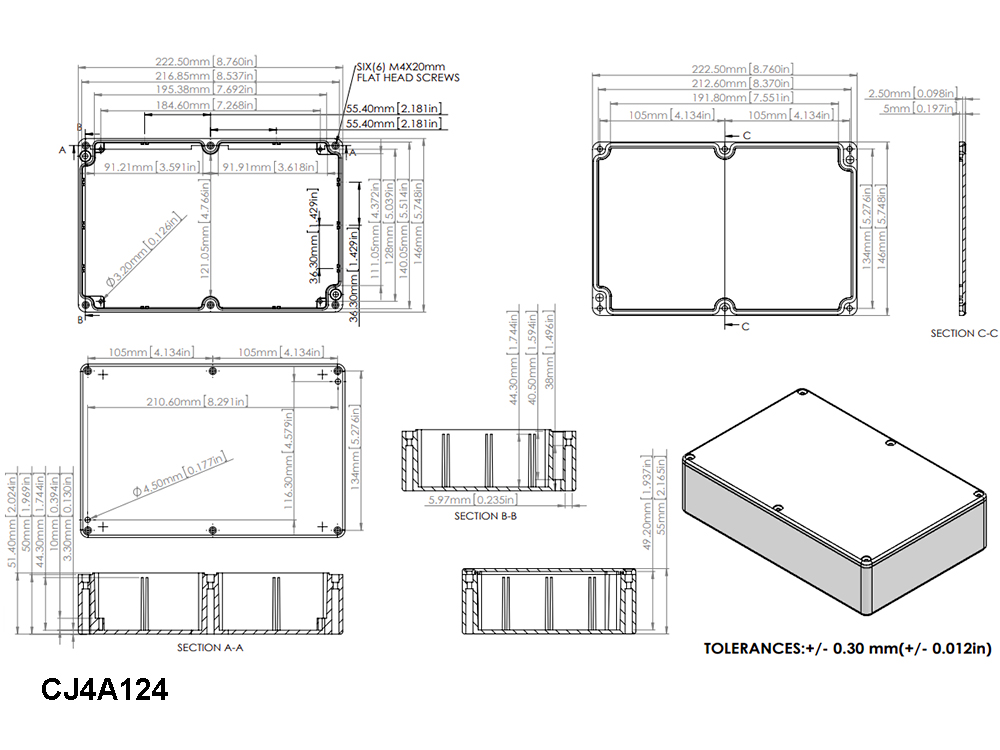 Caixa Estanque alumínio 222 x 146 x 55 mm