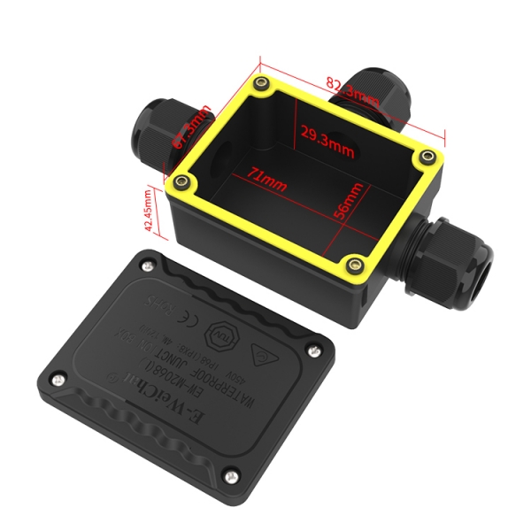 Water-Proof Connection Box - 3 Channels - IP68 Water Resistant - 138 x 95 x 43 mm