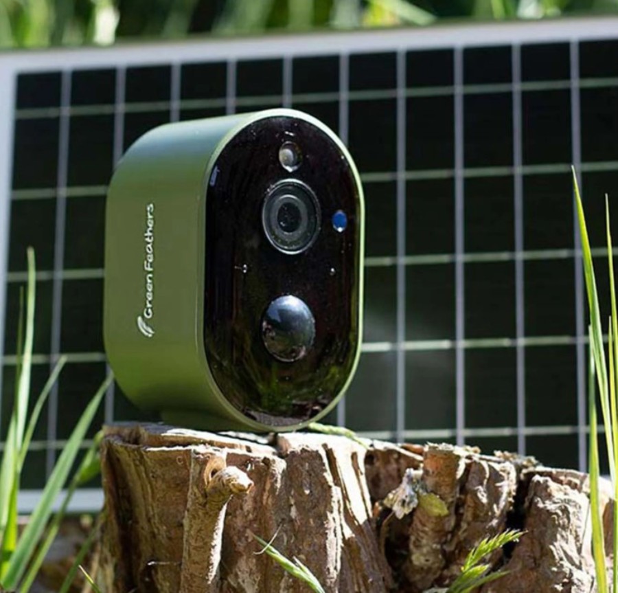 Green Feathers E0023128 + E0022044 - Caméra solaire WiFi HD pour nichoirs et habitats fauniques + câble d&aposextension de 20 m