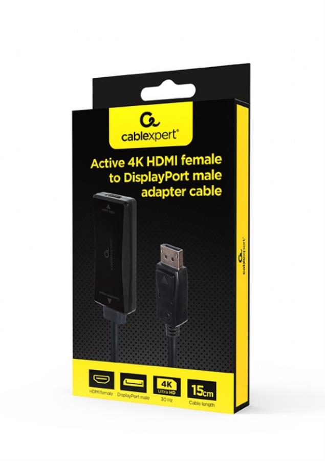 Cablexpert A-HDMIF30-DPM-01 - Convertisseur HDMI Mâle vers DisplayPort Mâle 4K 60 Hz 30 Hz - 0,10 m