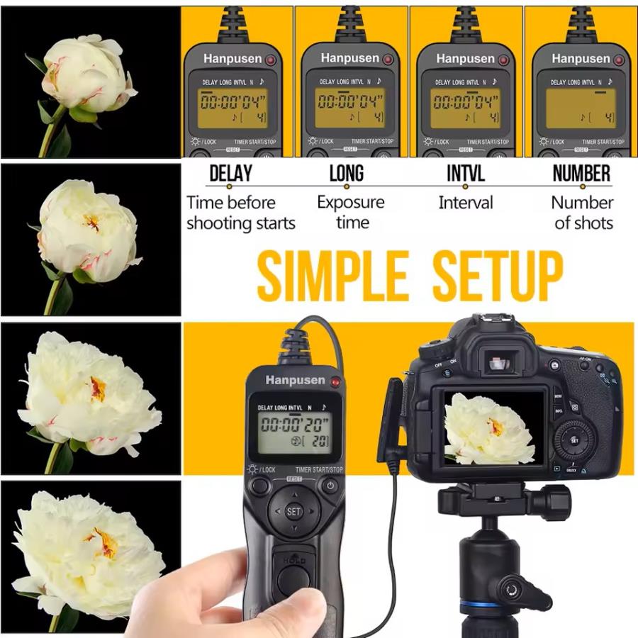 Hanpusen TR90 C6 - Temporizador obturador de cámara fotográfica - versión conector Canon
