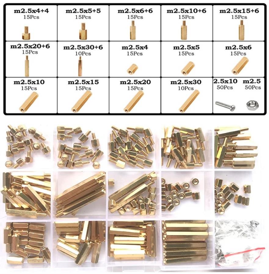 M2.5 Metalic Hex Standoff Kit - 300 Pcs